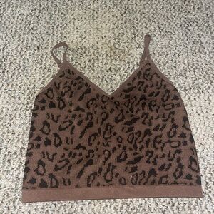 Leopard Print Brown Cami Top